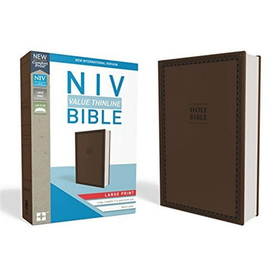 Zondervan Large Print Chocolate Leathersoft NIV Value Thinline Bible