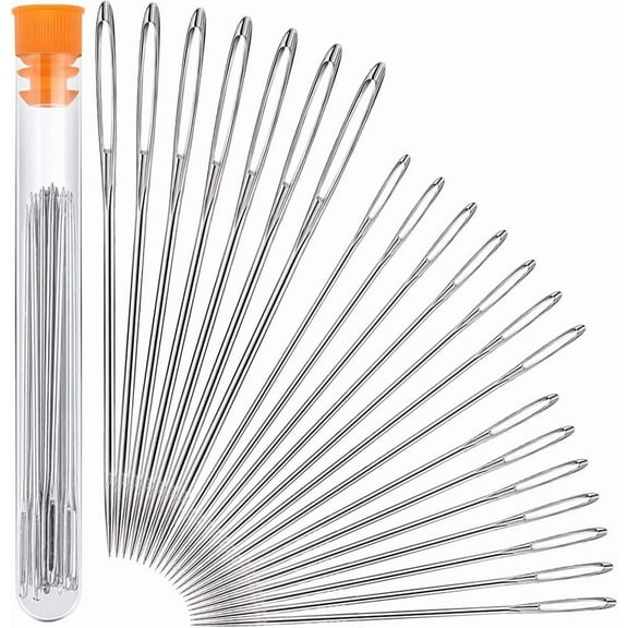 Large Eye Sewing Needles, Sewing Needles, Stainless Steel Embroidery Thread Needle, Handmade Yarn Knitting Needles Leather Needle (21 Pieces)