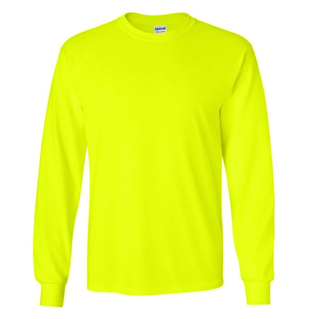 Gildan - Camiseta básica de manga larga para hombre- 22 colores diferentes (Verde fluorescente)