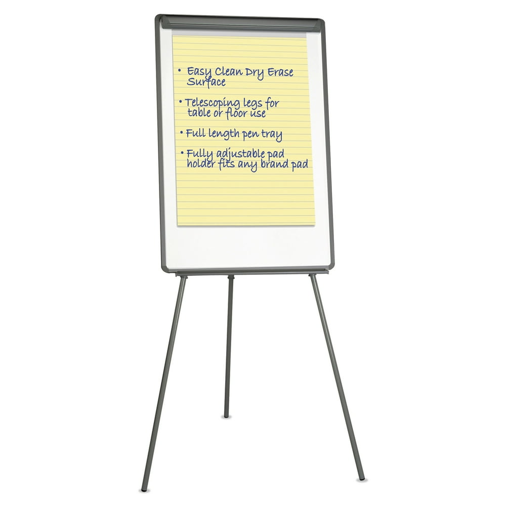 Universal TripodStyle Dry Erase Easel, Easel 44" to 78", Board 29" x 41", White/Black