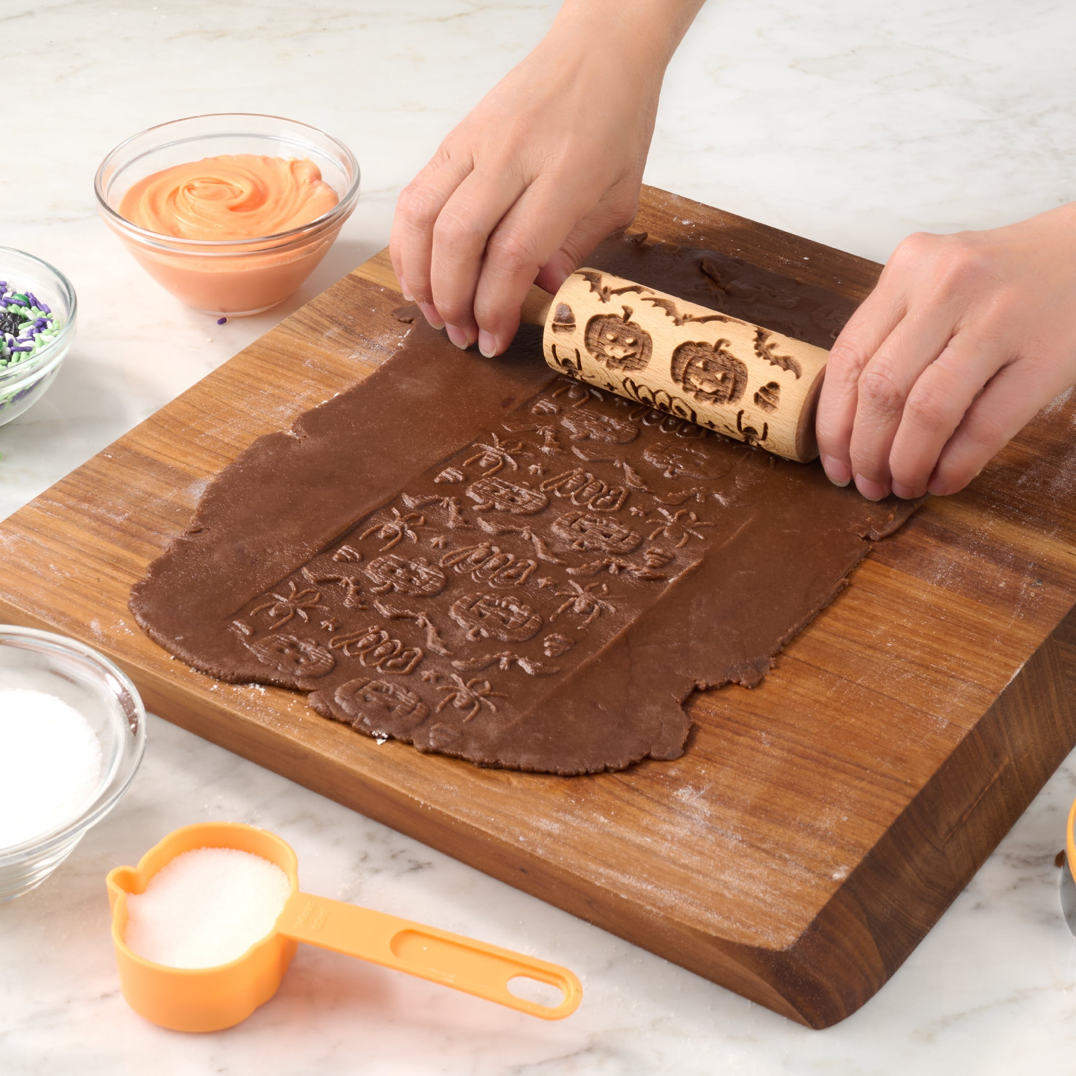 Way To Celebrate Halloween Engraved Wood Rolling Pin