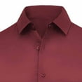 thumbnail image 4 of BRGZLK Men Business Casual Satin Shirt Long Sleeve Turn Down Collar Trendy Cozy Button Up Shirt Top Party Shirt Wine XL, 4 of 5