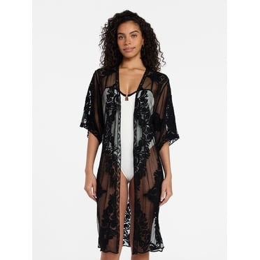 Time and Tru Women's Lace Coverup, Sizes S/M, Black Soot