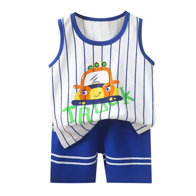 LYHaoo Girls Outfit Sets 3-4 Years,Children's Tank Set Cartoon Printed Summer Dress For Girls