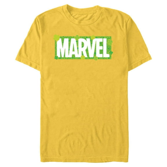 Marvel Logo Four-Leaf Clovers Green St Patrick’s Day - Short Sleeve Blended T-Shirt for Adults - Customized-Yellow