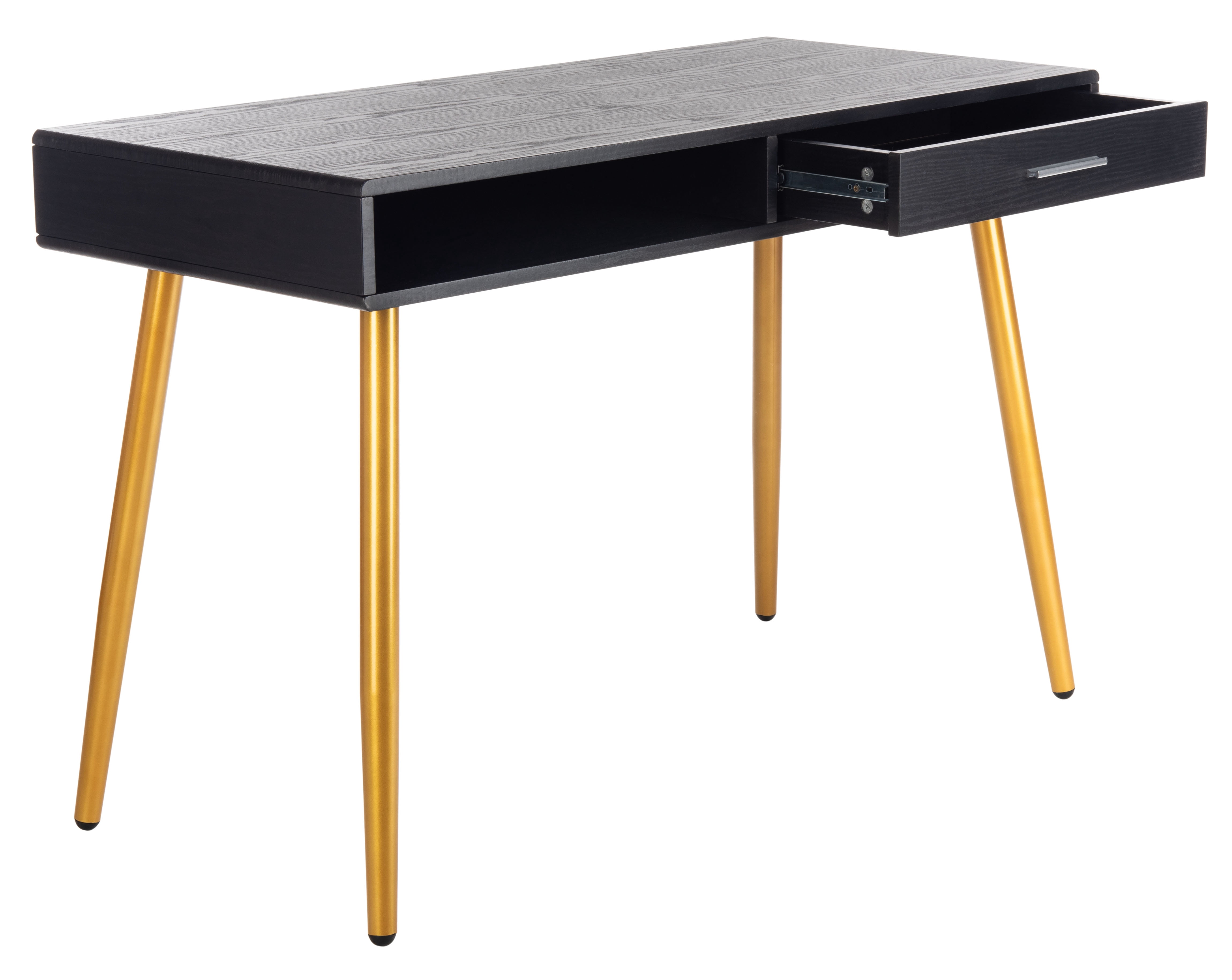 SAFAVIEH Jorja Contemporary Black/Gold 1-Drawer Writing Desk (43.3 in. W x 19.7 in. D x 29.7 in. H)
