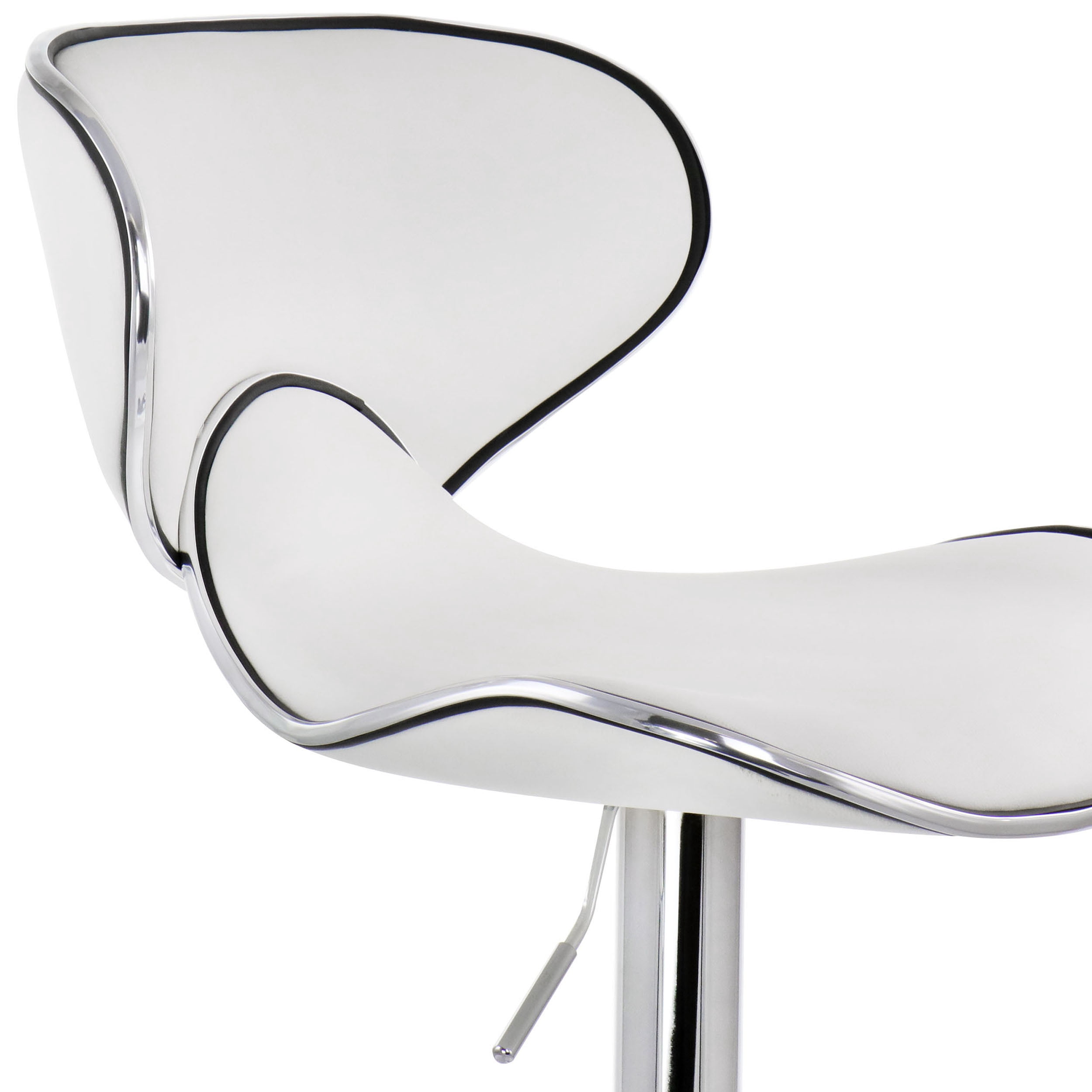 Elama 2 Piece Faux Leather Adjustable Bar Stool in White with Chrome Base