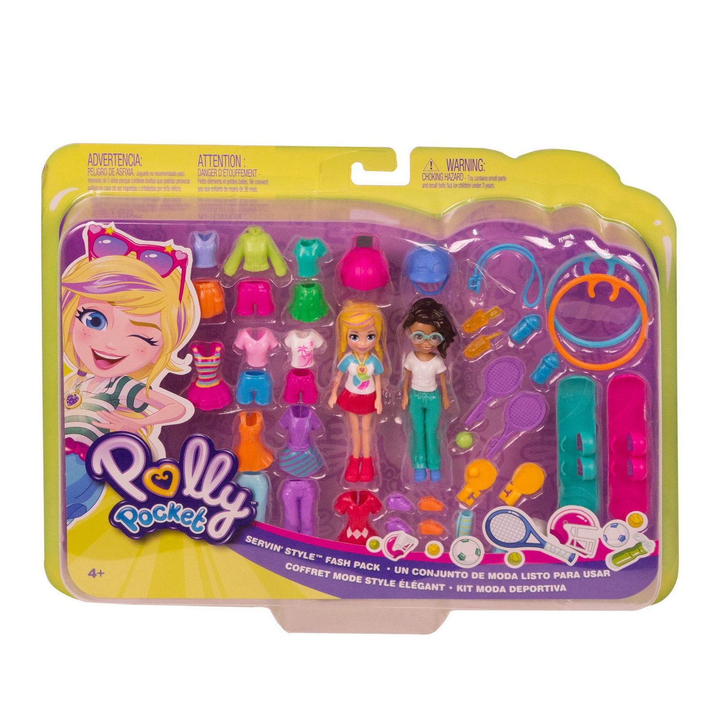 Polly Pocket Servin' Style Fashion Pack Super Sporty with Polly & Lila Dolls and over 35 Fashions & Sporting Accessories