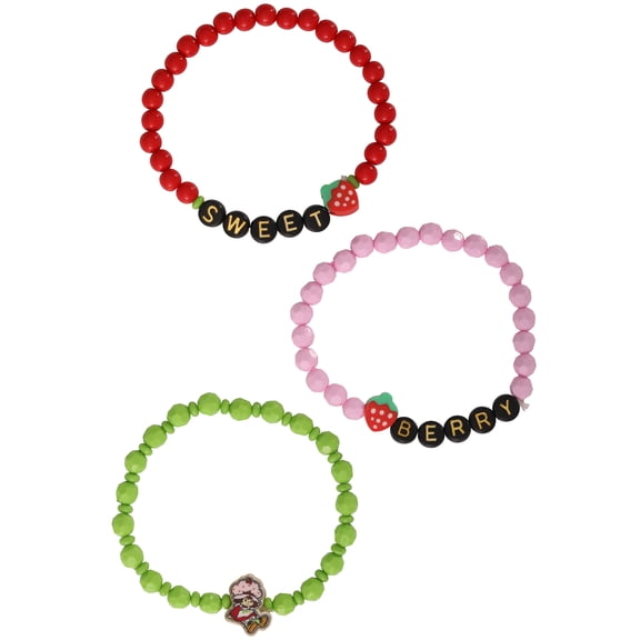 Strawberry Shortcake Bracelet Set for Kids, 3 pack, with Charms