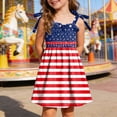 thumbnail image 2 of KPOPLK 4th of July Toddler Girl Outfit Dress Smocked USA Sleeveless Tie Strap Fouth of July Dresses Kids Patriotic Clothes(4-5 Years,Watermelon Red), 2 of 6