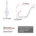 thumbnail image 2 of Dual Hooks Zinc Alloy Hooks Coat Hat Key Double DIY Robe Hooks Clothes Hanger Storage Holder 2pcs, White, 2 of 7