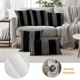 thumbnail image 6 of Black Boho Outdoor Waterproof Pillow Covers, Vintage Abstract Striped Geometric Motifs Decorative Square Throw Pillowcase Sofa Cushion Sham for Patio/Couch/Chair, 20"x20" 2 Pack, 6 of 8