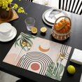 thumbnail image 4 of Orange Boho Geometric and Plant Pattern Summer Placemats Table Placemats Set Of 4-Linen Kitchen Washable Placemats Table Mats 11.8"x17.7" Non-Slip Heat Resistant, 4 of 6