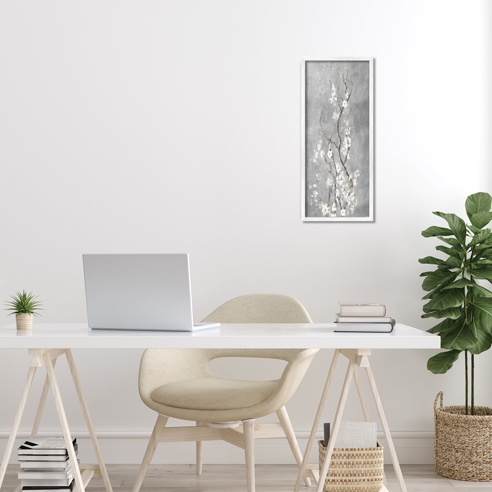 Stupell Industries White Cherry Blossoms Reaching White Framed Giclee Art, design by Patricia Pinto