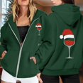 thumbnail image 2 of Womens Zip up Hoodie Christmas Funny Graphic Print Long Sleeve Jackets Xmas Holiday Funny Fall Winter Hooded Sweatshirts, 2 of 8