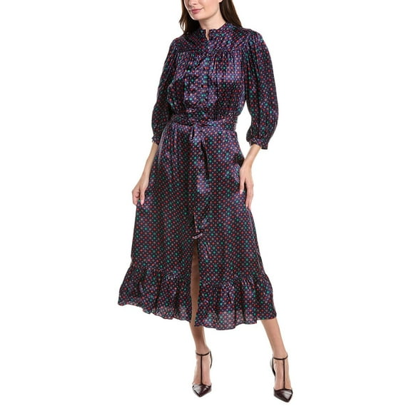 Sandro womens  Tie Waist Shirtdress, 42, Blue