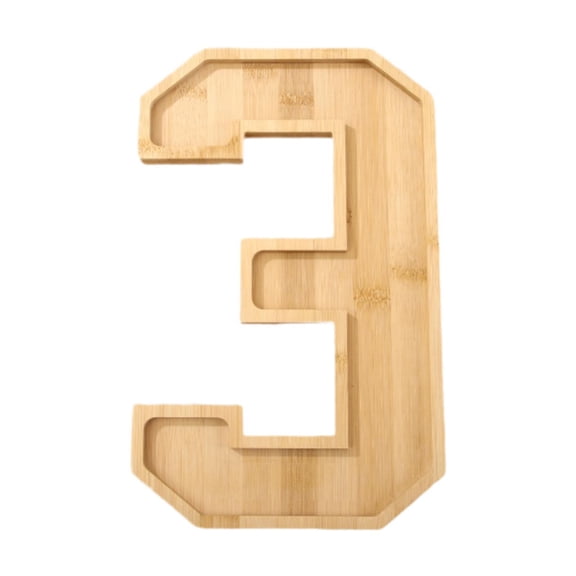 deevoka Wooden Number Serving Tray Board Box Serving Platter Food Plate for Pastry Appetizer Home Decor Party Decorations 3