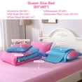 thumbnail image 4 of OKKEEY Glitter Theme Comforter Set for Teens Girls Kids, Queen Size 6 Pcs Gradient Blue Pink Bed in a Bag, Colorful Rainbow Bedding Sets Gift, 4 of 10