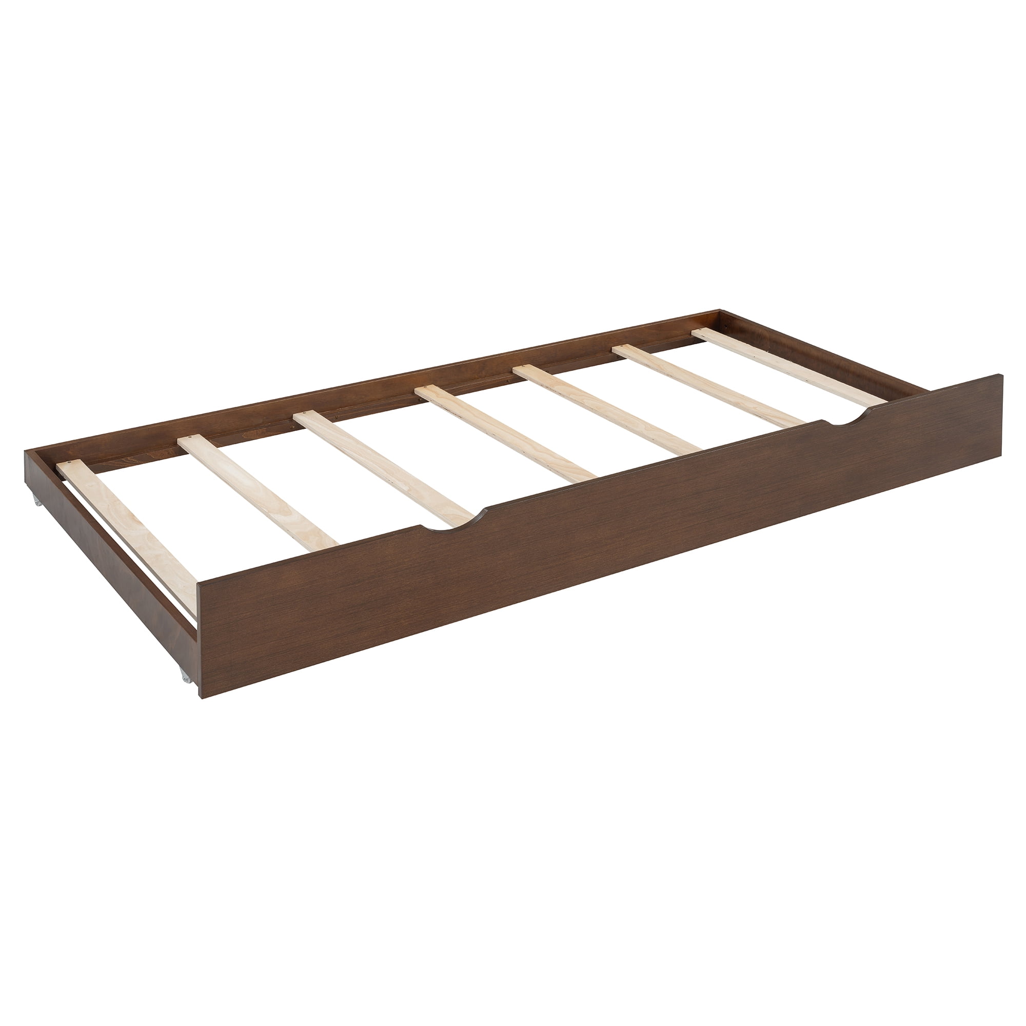 Mintazer Queen Size Bed Frame with Twin‑XL Trundle Bed & 2 Storage Drawers, Spindle Headboard Platform Bed for Bedroom, Walnut