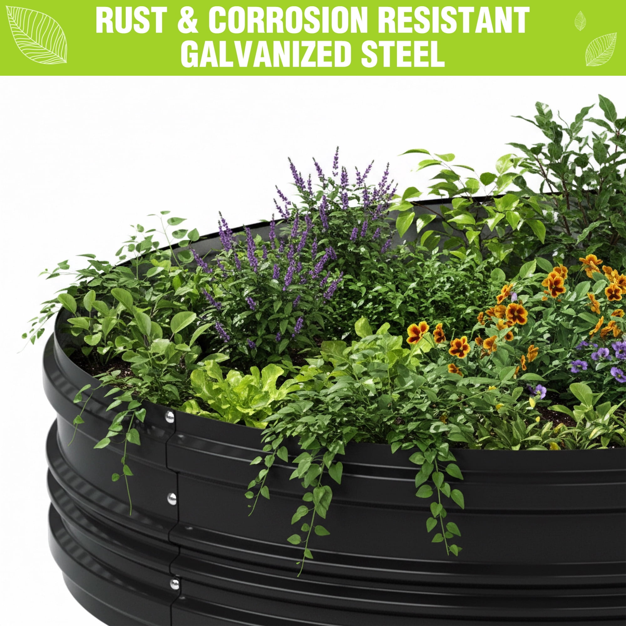 WORKPRO 2-Pack Galvanized Raised Garden Bed, 8 x 4 x 1 ft Outdoor Garden Planter Box, Black