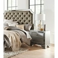 thumbnail image 4 of Glamorous 5pc Bedroom set Queen Bed Button-Tufted Silver-Gray Nightstand Dresser Chest Mirrored Framing Wooden Furniture, 4 of 7