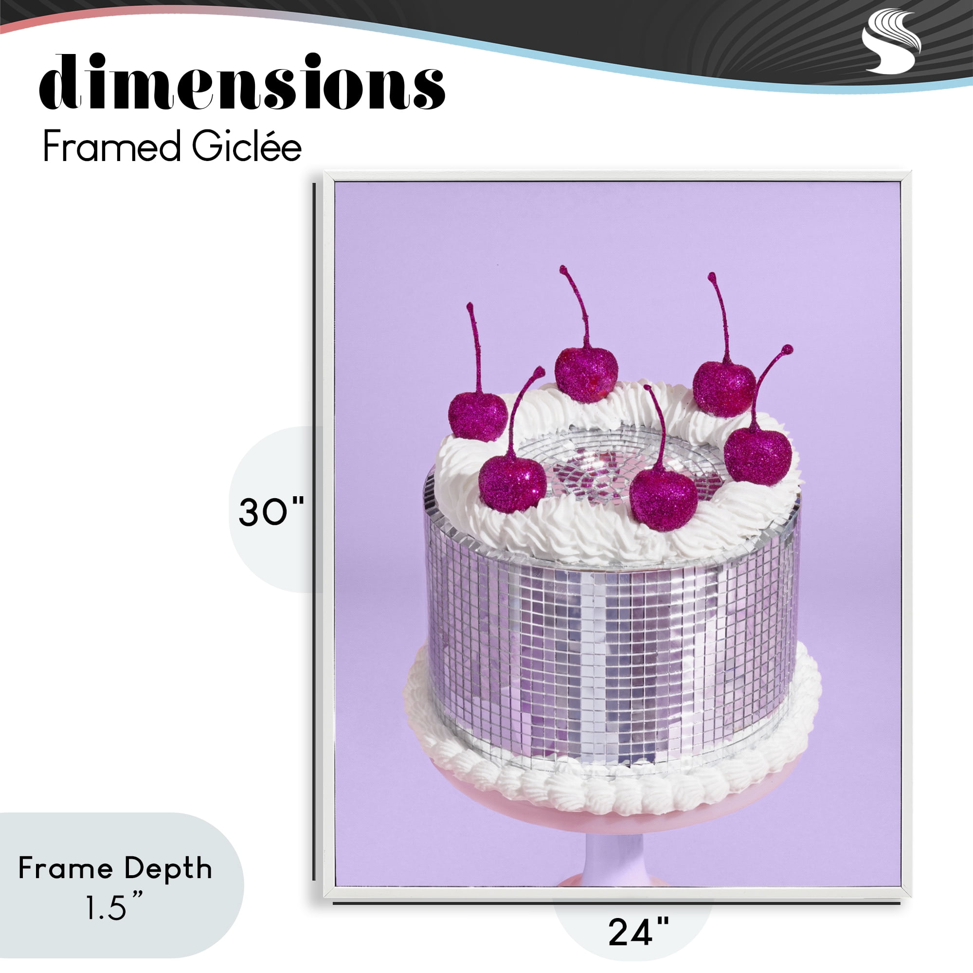 Stupell Industries Gleaming Disco Cake White Framed Giclee Art, design by LISH Creative