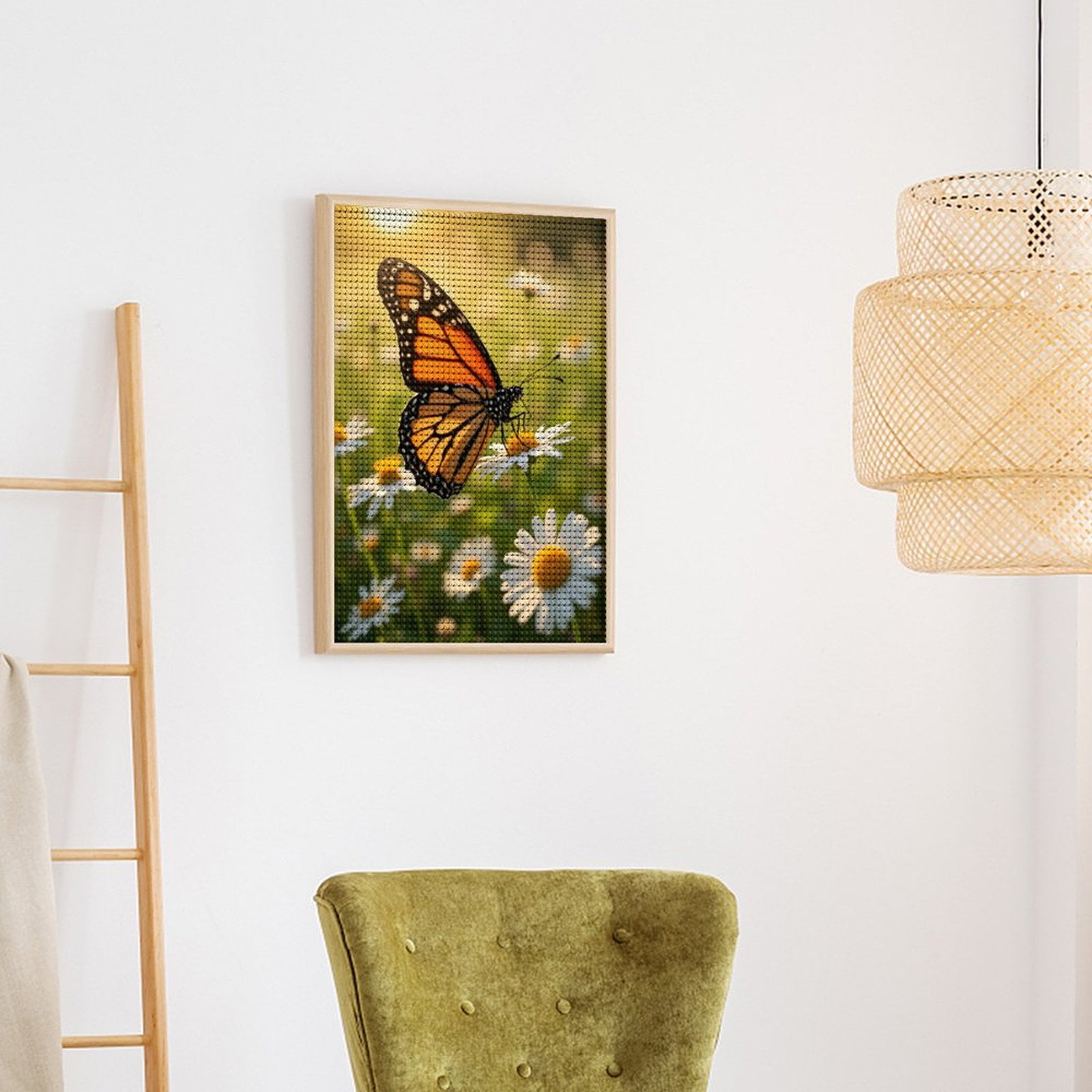 Diamond Art Kit for Adults, Butterfly On Daisies In Sunlight Diamond Painting for Adults Beginners, 5D DIY Diamond Art Painting Kits, Colorful Diamond Painting Craft for Home Decor 12x16
