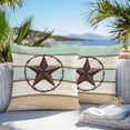 thumbnail image 3 of Throw Pillow Covers 18x18 Inch Set of 2, Beige Sage Green Texas Star Waterproof Outdoor Pillow Covers, Vintage Stars Wooden Decorative Cushion Pillowcases for Couch, Sofa, Bed, Garden, Patio, 3 of 9