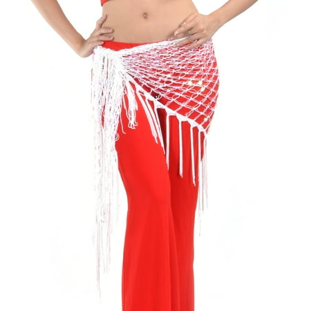 - BellyLady Belly Dance Hip Scarf, Egyptian Triangle Shawl, Christmas Git Idea-White
