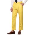 thumbnail image 4 of Pantalones de traje clásicos de ajuste regular de cuadros para hombre Inspire Chic, con frente plano y cintura elástica, 38 Amarillo, 4 of 7