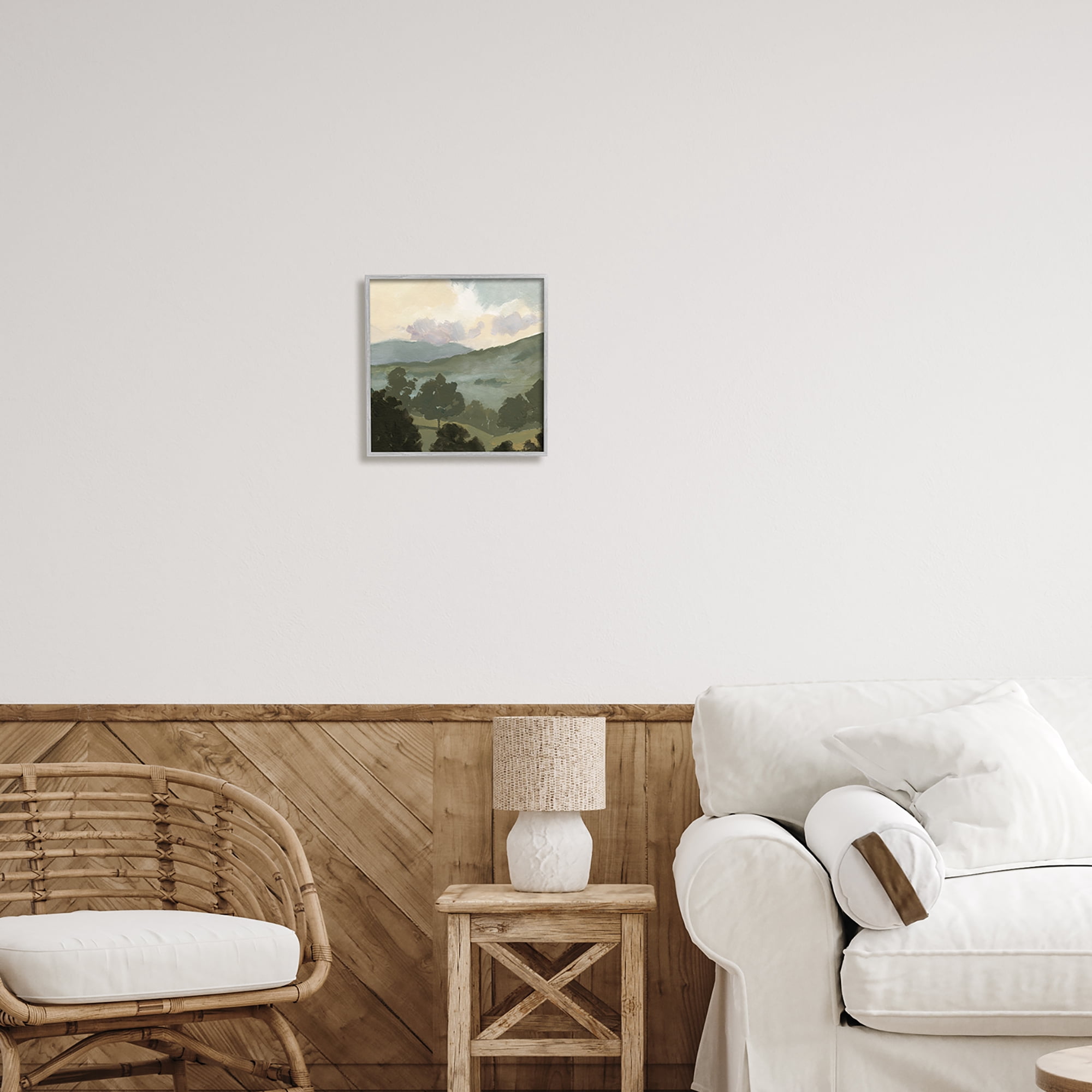 Stupell Industries Country Landscape Sky Nature Painting Gray Framed Art Print Wall Art, 12 x 12