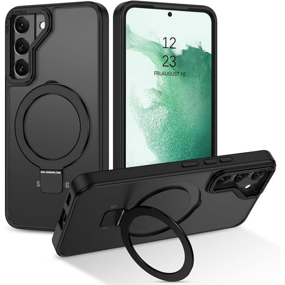 for Samsung Galaxy S22 Case Magnetic with Ring Stand [Compatible with Magsafe], Full Body Protective Cover Slim Shockproof Kickstand Phone Case for Galaxy S22 6.1", Black