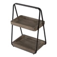 thumbnail image 2 of Benjara Nick 19" 2 Tier Decorative Tray Stand- Black Iron Frame- Gray Wood, 2 of 6