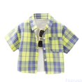 thumbnail image 2 of Fozruso Boys Summer Plaid Collared Shirt Short Sleeves Button-Down Shirts for Toddler and Kids, 2 of 6