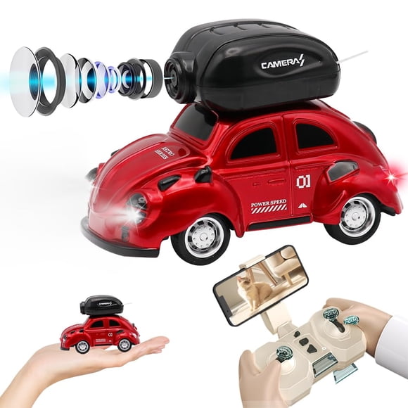 B-Qtech RC Mini Car with Camera, Multiplayer Racing, LED Headlights, Removable Magnetic Camera, Gift for Kids 6+