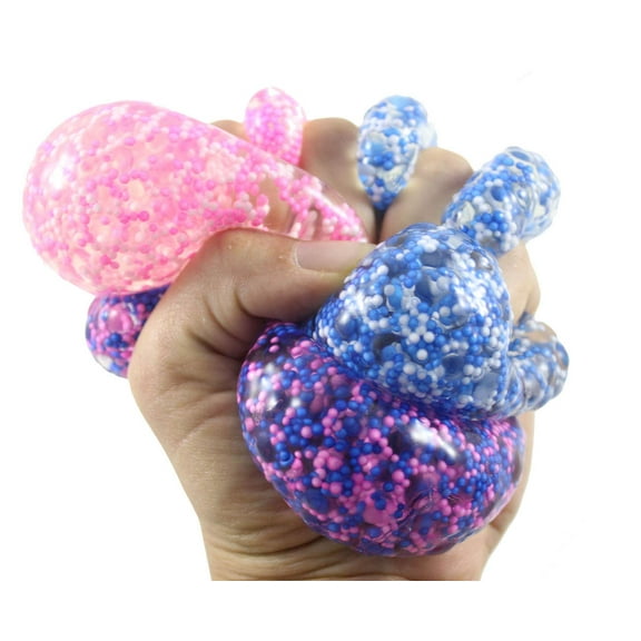 3 Confetti Bead Mold-able Stress Ball - Squishy Gooey Shape-able Squish Sensory Squeeze Balls OT