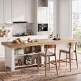 thumbnail image 6 of Fnova 55" 3-Tier Kitchen Island with Storage Shelf, Farmhouse Wooden Stationary Island Table with Large Worktop for Kitchen, Oak & White, 6 of 11