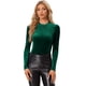 thumbnail image 1 of Blusas de terciopelo para mujer Blusa de manga larga con cuello simulado y purpurina metálica Verde Oscuro S, 1 of 5
