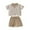 Khaki, variant on Odeerbi Kids Boys Girls Two Piece Outfits Cotton Summer Clothes Children's Casual Lapel Button Short Sleeve Round Neck Top Shirt Shorts with Pocket Two-piece Set Khaki