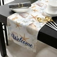 thumbnail image 3 of Coastal Shell Cotton Linen Table Runner 13 x 70 inch Summer Beach Ocean Sea Starfish Watercolor Non-slip Rectangular Dining Table Decor for Wedding Party Holiday Dinner, 3 of 8