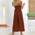 thumbnail image 5 of Odeerbi Women Jumpsuit Rompers Overalls Trendy Summer Solid Pocket 2025 Casual Sleeveless Suspender Jumpsuit Coffee, 5 of 7