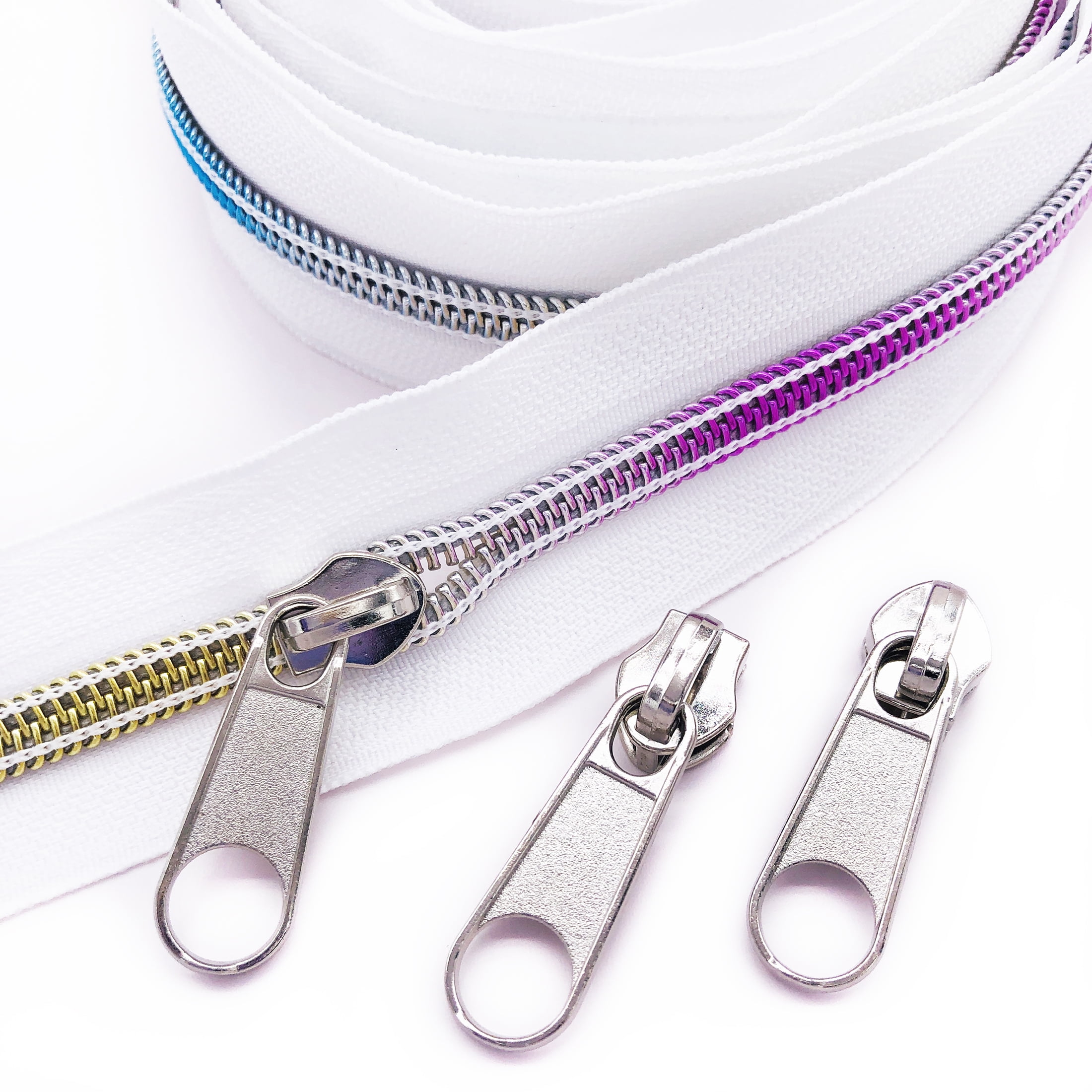 Rainbow Nylon Coil Zipper with Grey Tape & Rainbow Pulls - Zipper