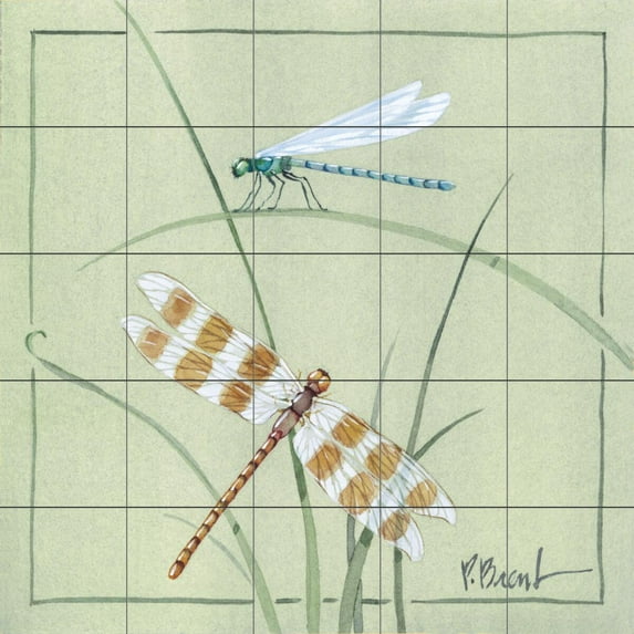Tile Mural Kitchen Backsplash - PB-Damselfly - by Paul Brent