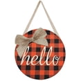 thumbnail image 1 of Colgador de puerta con cartel de arpillera a cuadros a cuadros de búfalo naranja, corona de otoño para otoño, Halloween, Acción de Gracias, decoraciones de granja Adepaton WRJM-357, 1 of 6