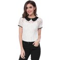thumbnail image 2 of Unique Bargains Blouse en Dentelle à Col Contrastant Transparent pour Femmes, 2 of 7