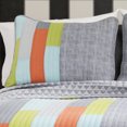 thumbnail image 2 of Lush Decor Shelly Stripe Quilt | Modern Geometric Pattern Reversible 3 Piece Bedding Set-Full Queen-Gray and Orange, 2 of 3