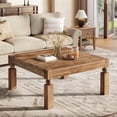 thumbnail image 4 of Tribesigns Square Wood Coffee Table, 39-Inch Farmhouse Coffee Table, Rustic Center Table for Living Room, Easy Assembly, Brown, 4 of 7