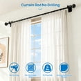 thumbnail image 4 of Sindcom No Drill Curtain Rods for Window 27 to 48 Inches, 5/8 Inch Diameter Renter Friendly Drapery Rod with Adhesive Brackets without Drilling, Adjustable from 27 to 52 Inches, Black, 4 of 7