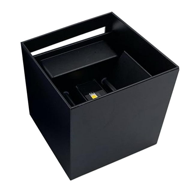 Aplique de pared LED cuadrado impermeable para armario, 10 x 10 cm, para jardín Luz cálida negra