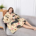 thumbnail image 5 of Oversized Wearable Blanket Hoodie,Dachshund and Flower Sherpa Blanket Hoodie with Super Pockets,Super Warm Fuzzy Pullover for Women & Men, 5 of 6